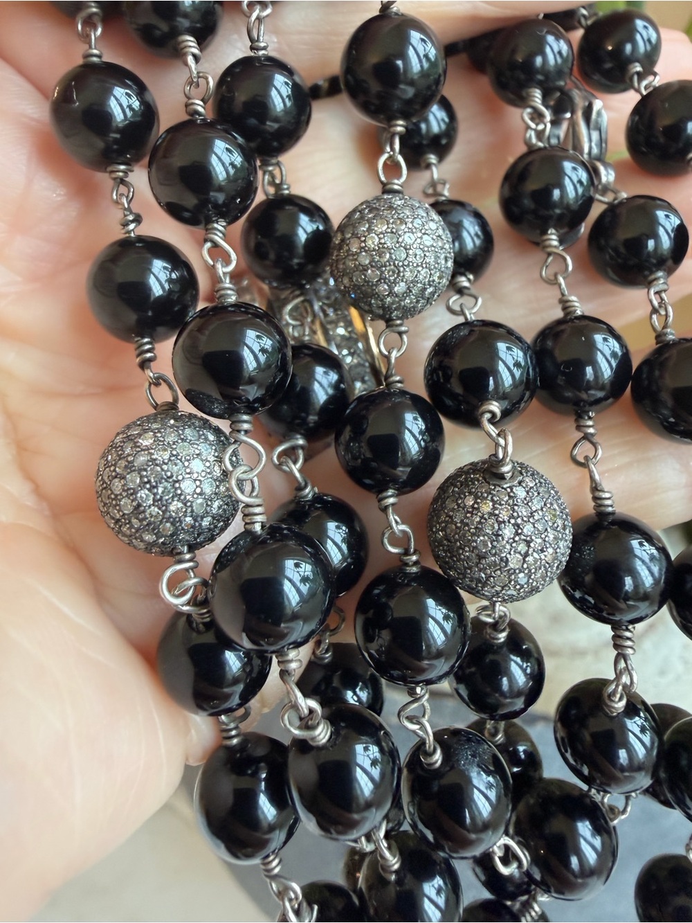 1.75 carat diamond and onyx sterling necklace Sheryl Lowe